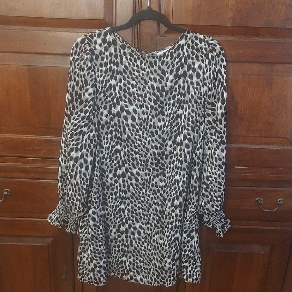 JODIFL Black and White Patterned Midi Dress